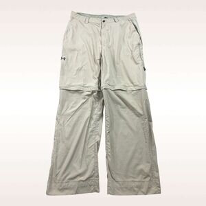 Under Armour Convertible Pants Mens 36x32 Beige Zip-Off Ripstop Tactical Wicking